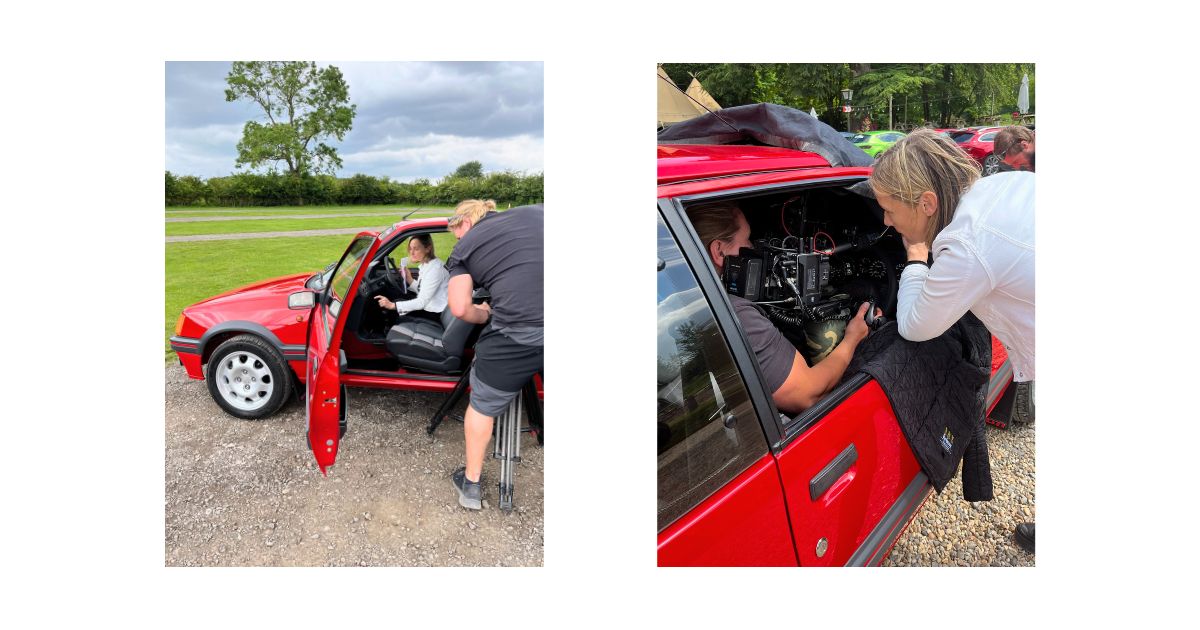Bilder von den Dreharbeiten hinter den Kulissen zum Peugeot 205 GTI Tolman Edition