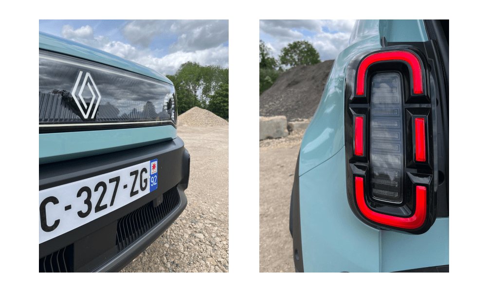 Vorderseite und Rückseite eines grünen Renault 4